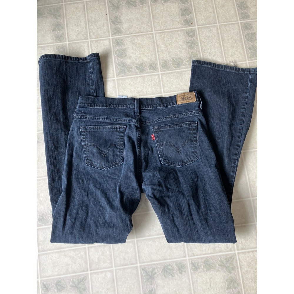 Levi's 515 Boot Cut Jeans Womens 10 Long Dark Blue Denim Pocket